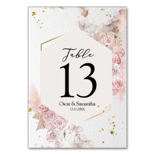 Elegant Pastel Rosa Blommigt Ram Finare Bordsnummer
