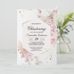 Elegant Pastel Rosa Blommigt Ram Finare Inbjudningar