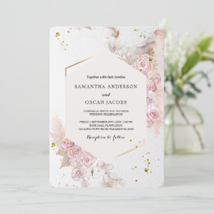 Elegant Pastel Rosa Blommigt Ram Finare Inbjudningar
