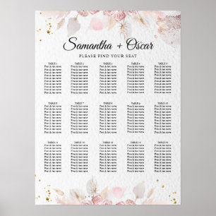 Elegant Pastel Rosa Blommigt Ram Finare Poster