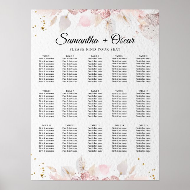 Elegant Pastel Rosa Blommigt Ram Finare Poster (Framsidan)