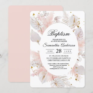 Elegant Pastel Rosa Blommigt Ram & Guld droppar Inbjudningar