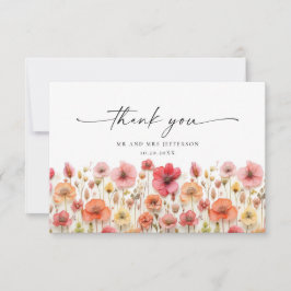 Elegant Pastel Rosa Bohemian Fält Wildblomma Tack Kort