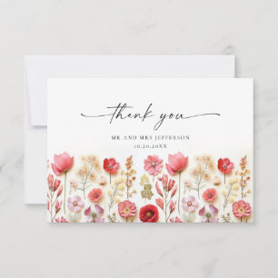 Elegant Pastel Rosa Bohemian Fält Wildblomma Tack Kort