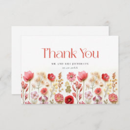 Elegant Pastel Rosa Bohemian Fält Wildblomma Tack Kort