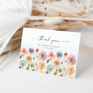 Elegant Pastel Rosa Bohemian Fält Wildblomma Tack Kort