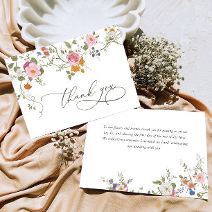 Elegant Pastel Rosa Bohemian Fält Wildblomma Tack Kort