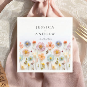 Elegant Pastel Rosa Bohemian Wildblomma Bröllop Pappersservett