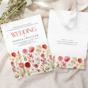 Elegant Pastel Rosa Boho Vild Flowers Bröllop Inbjudningar