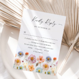 Elegant Pastel Rosa Boho Vild Flowers Bröllop OSA Kort