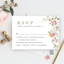 Elegant Pastel Rosa Boho Vild Flowers Bröllop OSA Kort