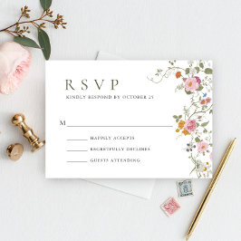Elegant Pastel Rosa Boho Vild Flowers Bröllop OSA Kort
