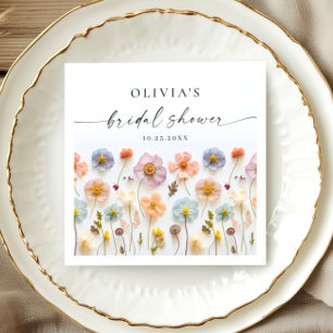 Elegant Pastel Rosa Boho Wildblomma Möhippa Pappersservett