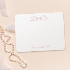 Elegant Pastel Rosa Bow Personlig Stationery Anteckningskort