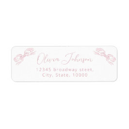 Elegant Pastel Rosa Bow Returadressetikett Returadress Etikett