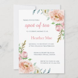 Elegant Pastel Rosa Girl Blommigt Baby Shower Inbjudningar