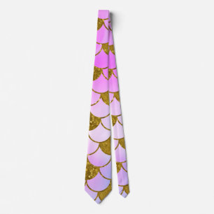 Elegant Pastel Rosa Guld Glitter Sjöjungfru Slips