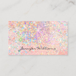 Elegant Pastel Rosa Guld Holograf Glitter Visitkort