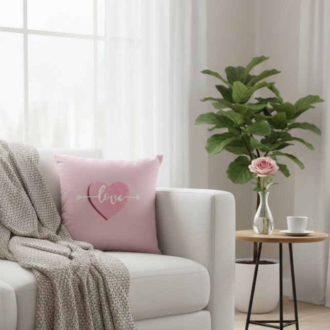 Elegant Pastel Rosa  kärlek Text Dekorativ kudde (Skapare uppladdad)