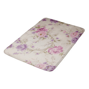 Elegant Pastel Rosa & Lila Garden Blooms Badrumsmatta