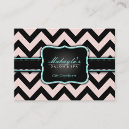 Elegant Pastel Rosa och svart Chevron Gift Rabattkort