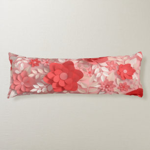 Elegant Pastel Rosa Papper Flowers Body Pillow Kroppskudde