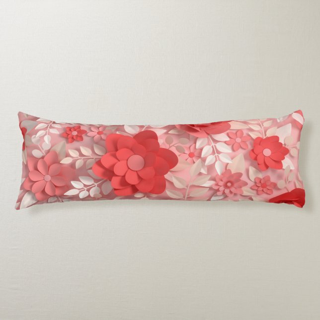 Elegant Pastel Rosa Papper Flowers Body Pillow Kroppskudde (Framsidan)