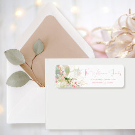 Elegant Pastel Rosa Poinsettia Helgdag Return Returadress Etikett