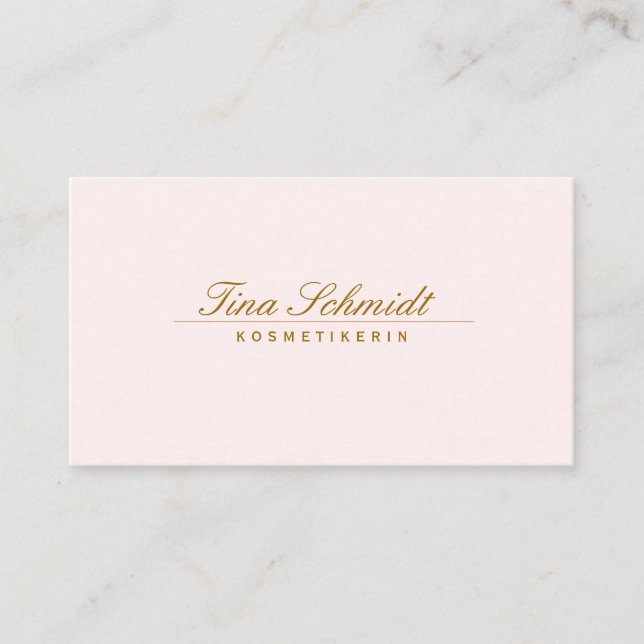 Elegant Pastel Rosa Simple Beauty Script Visitkort (Framsida)