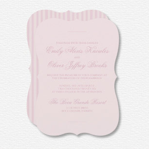 Elegant Pastel Rosa Tone on Tone Rand Bröllop Inbjudningar