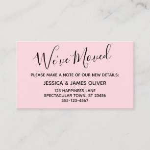 Elegant, Pastel Rosa Typografi "Vi Har Bytt Adress Visitkort