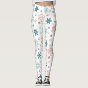 Elegant Pastel Snowflake Mönster Leggings