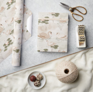 Elegant pastel svan mönster presentpapper