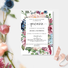 Elegant Pastel Tone Watercolor Blommigt Quinceañer Inbjudningar