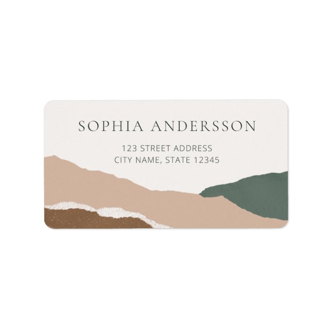 Elegant Pastel Torn Kant liggande Returadress Adressetikett (Framsidan)