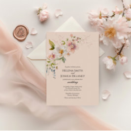 Elegant Pastel Vår Blommigt Bröllop-kort Inbjudningar