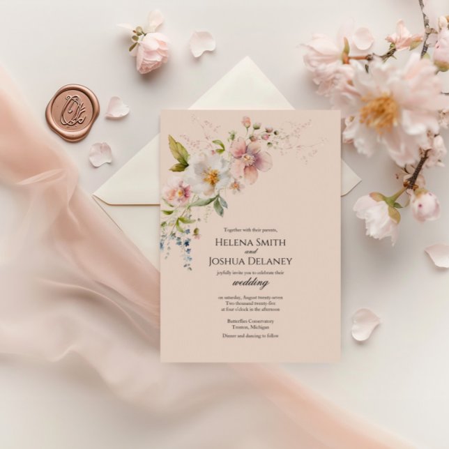 Elegant Pastel Vår Blommigt Bröllop-kort Inbjudningar (Skapare uppladdad)
