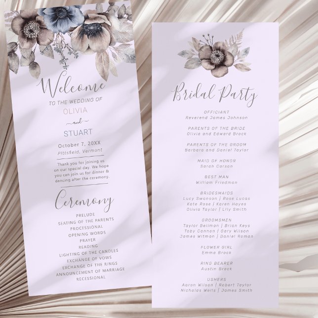 Elegant Pastel Vår Watercolor Flower Bröllop Program (Elegant Pastel Spring Watercolor Flower Wedding Program)