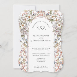 Elegant Pastel Vintage Blommigt Arch Bröllop Inbjudningar