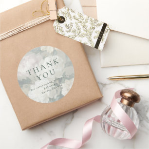 Elegant Pastel Vintage Blommigt Bröllop Tack Runt Klistermärke