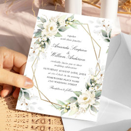 Elegant Pastel Vit ros Eucalyptus Bröllop Inbjudningar