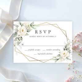 Elegant Pastel Vit ros Eucalyptus Bröllop OSA Kort