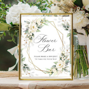 Elegant Pastel Vit ros Eucalyptus Flower Pub Poster