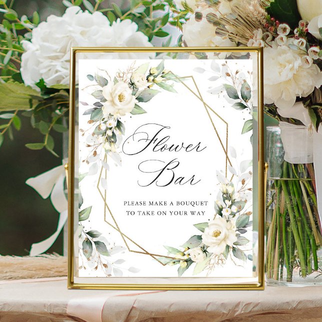 Elegant Pastel Vit ros Eucalyptus Flower Pub Poster (Skapare uppladdad)