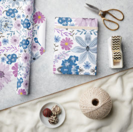 Elegant Pastel Watercolor Blommar Textil Stil Presentpapper