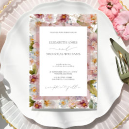Elegant Pastel Watercolor Blommigt Bröllop Inbjudningar