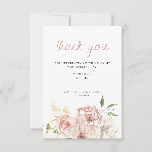 Elegant Pastel Watercolor-Blommigt Tack Kort (Framsida)