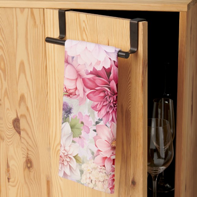 Elegant Pastel Watercolor Flowers Kökshandduk (Thirds Fold)