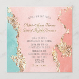 Elegant Pastel Watercolor Gold Foil Bröllop Inbjudningar