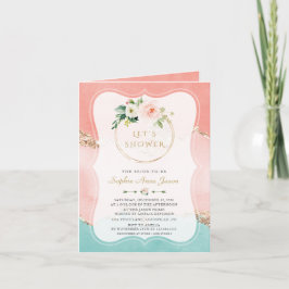 Elegant Pastel Watercolor Gold Foil Möhippa Inbjudan